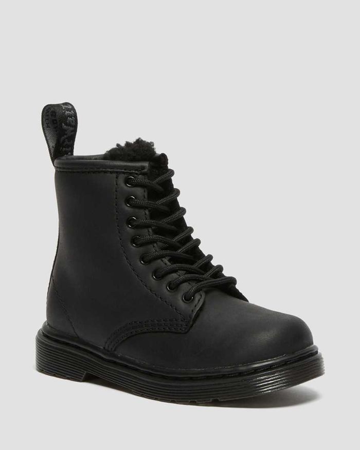 Dr Martens Støvler Barn Svart Toddler 1460 Faux Fur Lined 2453ETAQX